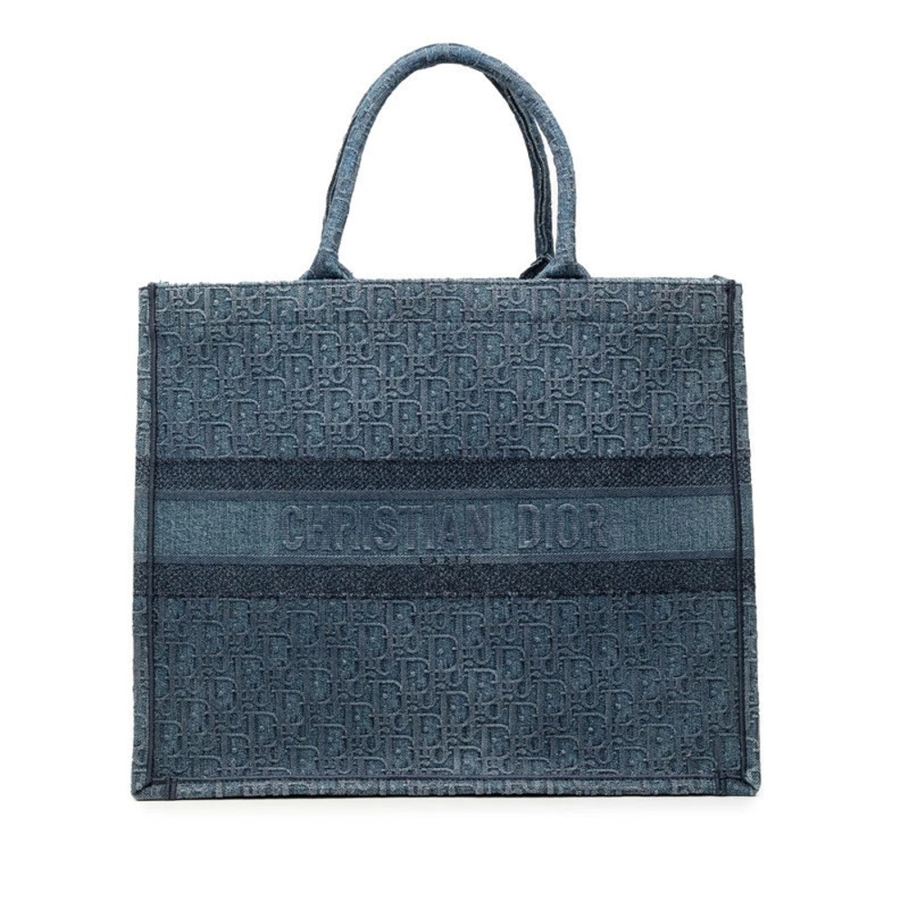 Christian Dior Oblique Book Tote Bag Blue Denim
